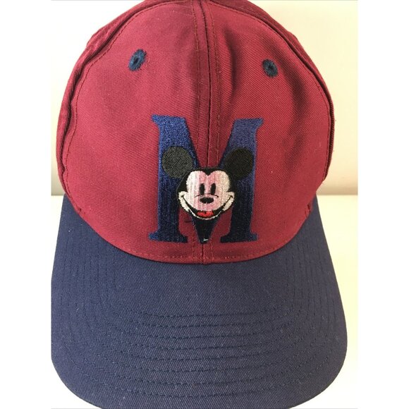 Disney  Vintage Mickey Mouse Embroidered Logo Snapback Hat Burgundy Disney Hat - Picture 8 of 12